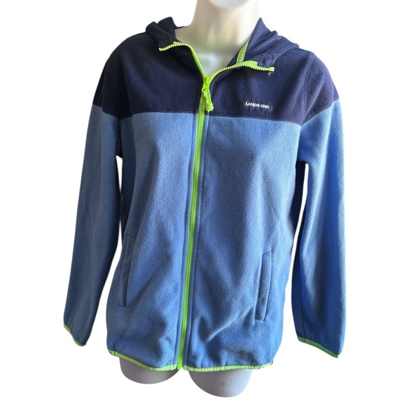 Lands' End Blue and Green Hoodie with Modern Design - Picture 1 of 5
